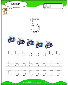 okul öncesi 1 sayısı çizgi çalışması